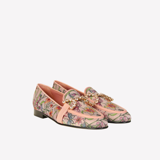 mocassino in garden phard con accessorio strass in tinta joys - Beige | Roberto Festa