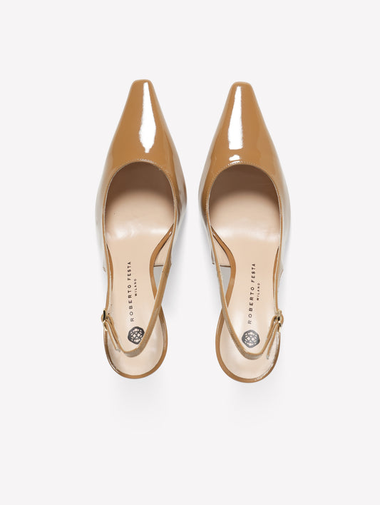 SLINGBACK IN VERNICE NUDE CON TACCO ALTO KLEPT - Beige | Roberto Festa