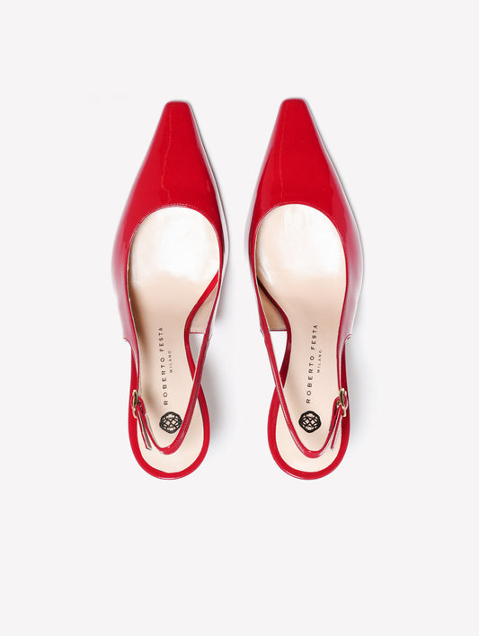 SLINGBACK IN VERNICE ROSSA CON TACCO ALTO KLEPT - Rosso | Roberto Festa