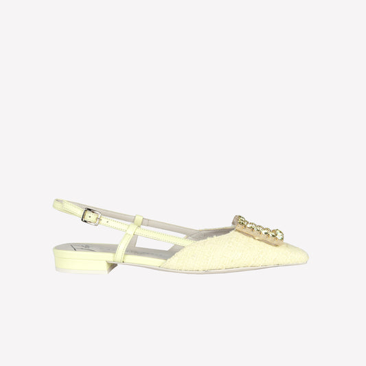 SLINGBACK IN TWEED MIMOSA CON FIBBIA IN CRISTALLO LAVANDA - Mix & Match | Roberto Festa