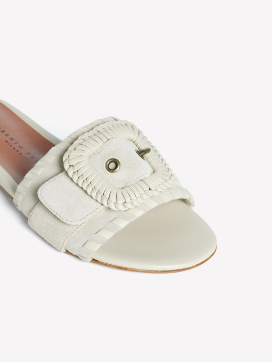 SLIPPER IN CROSTA TAUPE CON FIBBIA LOPEZ - Marrone | Roberto Festa