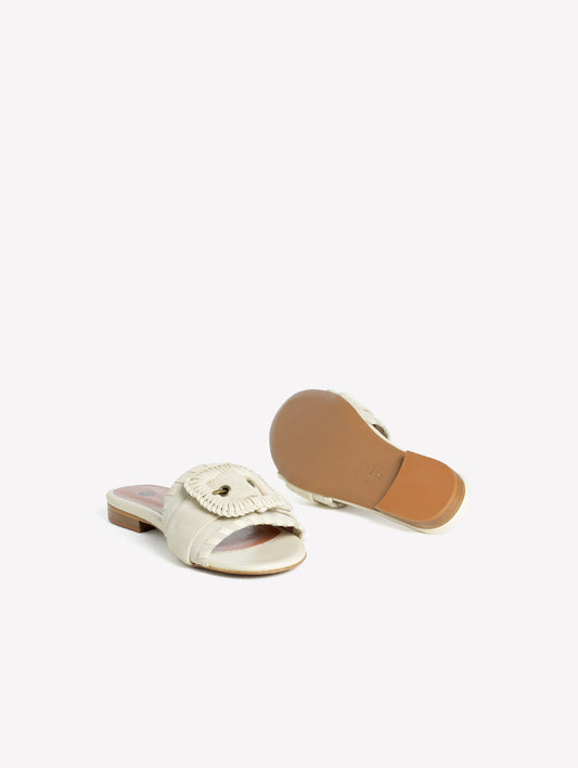 SLIPPER IN CROSTA TAUPE CON FIBBIA LOPEZ - Marrone | Roberto Festa