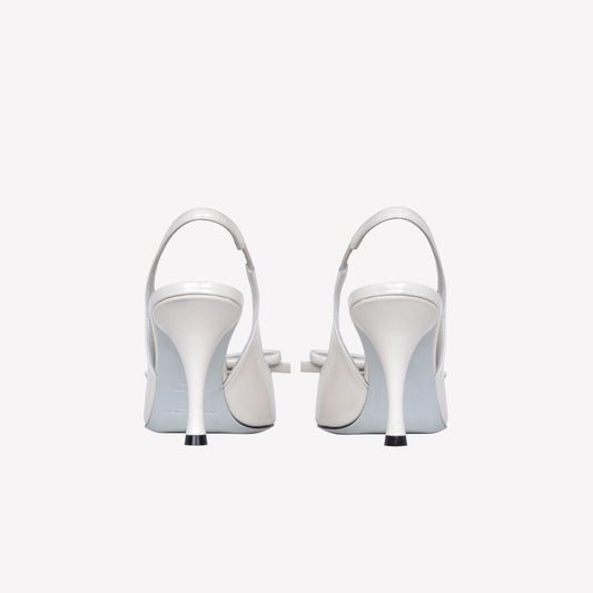 SLINGBACK IN VITELLO SPAZZOLATO STONE CON FIOCCO MARIGOLD - Grigio | Roberto Festa