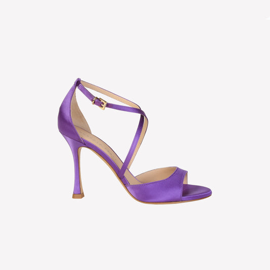 sandalo intrecciato in raso viola matilde - Scarpe Donna: Calzature eleganti