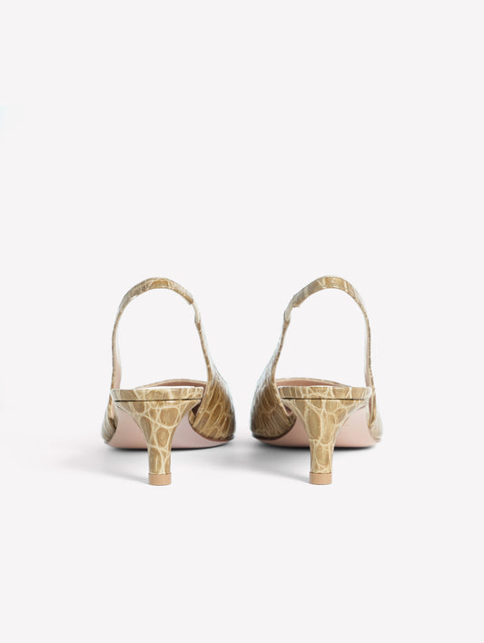SLINGBACK IN PELLE STAMPA COCCO VERDE MILITARE MIXIA - Verde | Roberto Festa