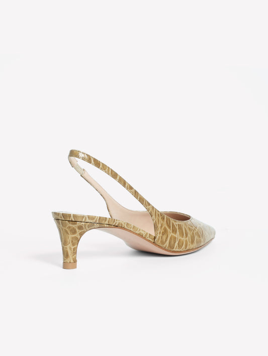 SLINGBACK IN PELLE STAMPA COCCO VERDE MILITARE MIXIA - Verde | Roberto Festa