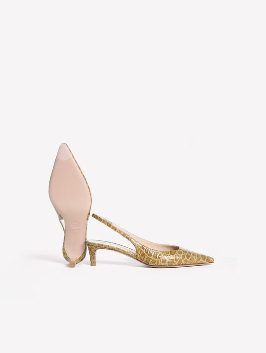 SLINGBACK IN PELLE STAMPA COCCO VERDE MILITARE MIXIA - Verde | Roberto Festa
