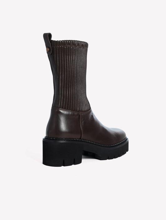 BIKER IN VITELLO MORO CON GAMBALE STRETCH TONO SU TONO NANCY - Marrone | Roberto Festa