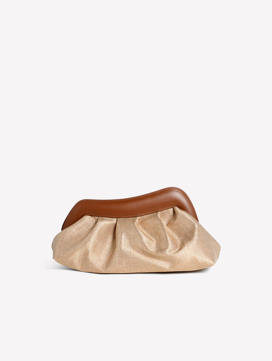 POUCH IN RAFFIA BEIGE CON CORNICE IN PELLE NAYARA - Scarpe Donna: Calzature eleganti