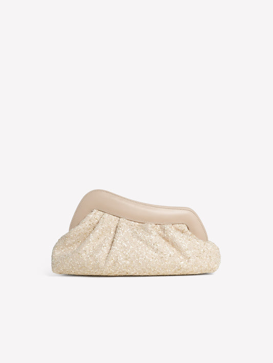 POUCH IN TWEED AVORIO CON CORNICE IN PELLE NAYARA - Scarpe Donna: Calzature eleganti