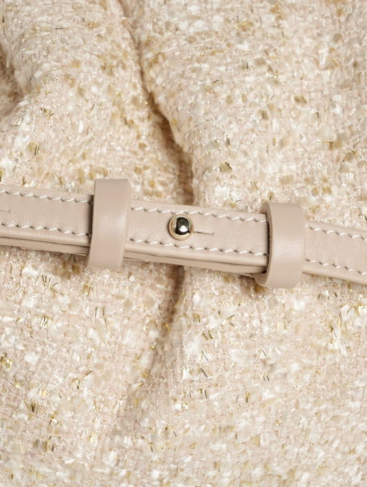 POUCH IN TWEED AVORIO CON CORNICE IN PELLE NAYARA - Beige | Roberto Festa