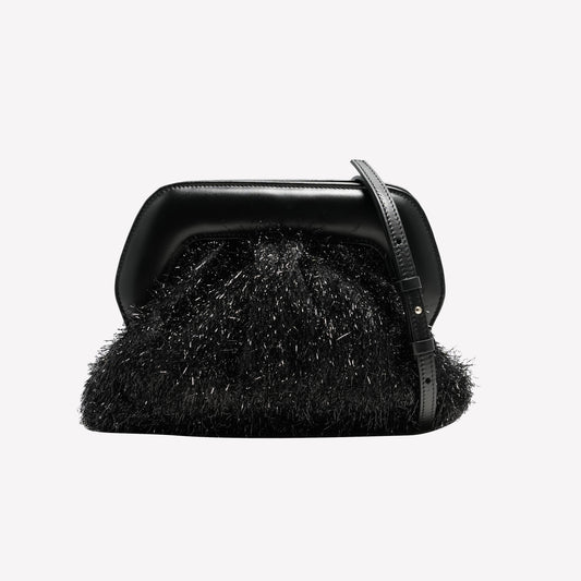 BORSA POUCH IN TESSUTO LUREX NERO OFELIA - Borse | Roberto Festa