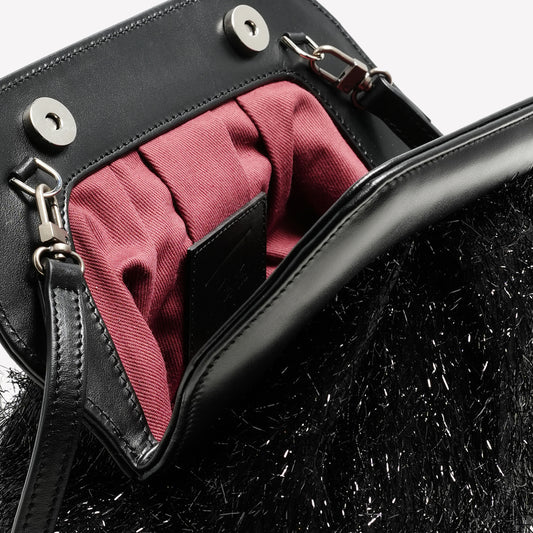 BORSA POUCH IN TESSUTO LUREX NERO OFELIA - Nero | Roberto Festa