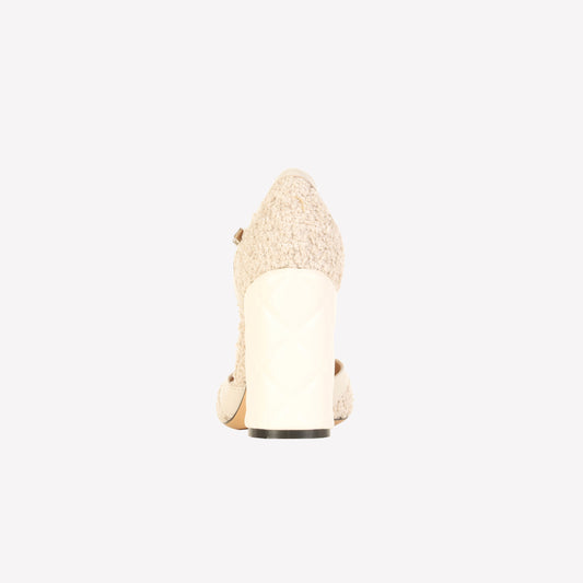 DÉCOLLETÉ T-STRAP IN BOUCLÉ BIANCO OLIMPYA - Bianco | Roberto Festa