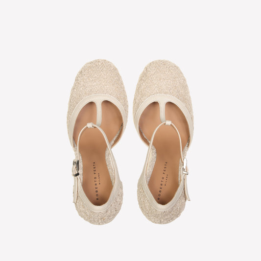 DÉCOLLETÉ T-STRAP IN BOUCLÉ BIANCO OLIMPYA - Bianco | Roberto Festa