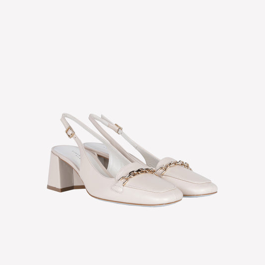 SLINGBACK IN NAPPA CON PUNTA SQUADRATA E MORSETTO RAINA - Bianco | Roberto Festa