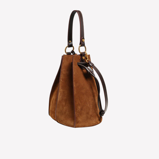 BORSA SECCHIELLO IN PELLE SCAMOSCIATA COLOR ROVERE SAFIRA - Borse | Roberto Festa