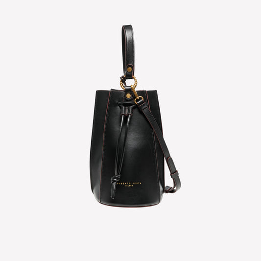 BORSA SECCHIELLO IN PELLE DI VITELLO NERO SAFIRA - Nero | Roberto Festa