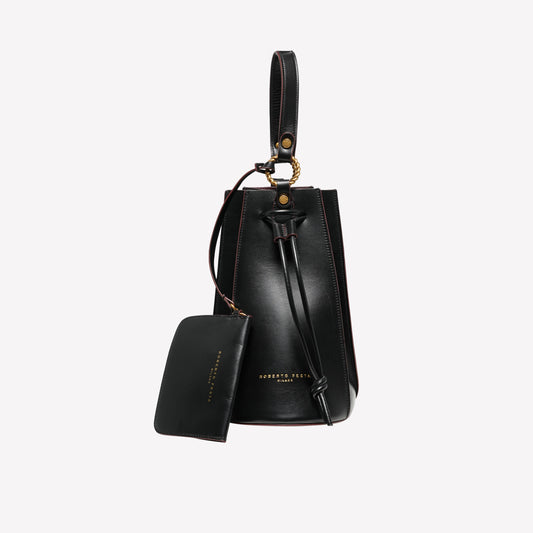 BORSA SECCHIELLO IN PELLE DI VITELLO NERO SAFIRA - Nero | Roberto Festa