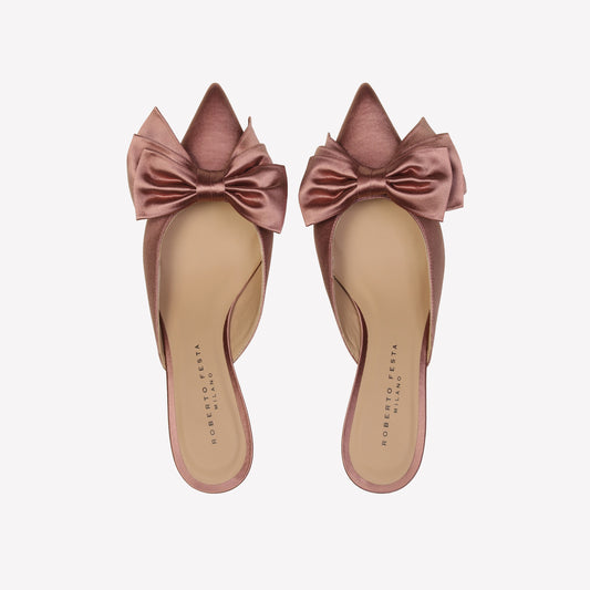 sabot con fiocco in raso tan solis - Rosa | Roberto Festa