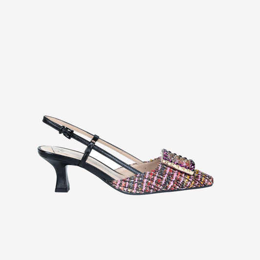 slingback in pave multicolor e accessorio strass stefy - Slingback | Roberto Festa