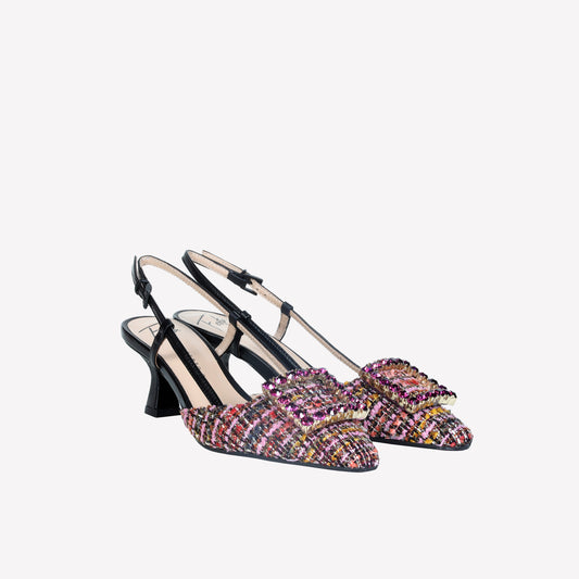 slingback in pave multicolor e accessorio strass stefy - Prodotti | Roberto Festa