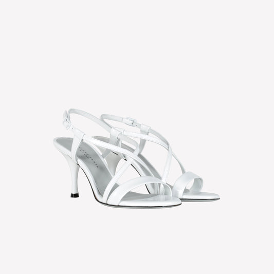 SANDALO IN VITELLO SPAZZOLATO BIANCO CON INCROCIO SUSAN - Scarpe da Cerimonia | Roberto Festa