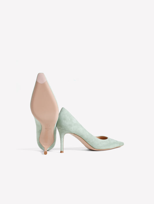 DECOLLETE' IN CAMOSCIO SALVIA CON TACCO MEDIO TIRSA - Verde | Roberto Festa