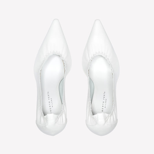 DECOLLETE' IN NAPPA BIANCA CON SCOLLO ELASTICIZZATO TULIPAN - Bianco | Roberto Festa