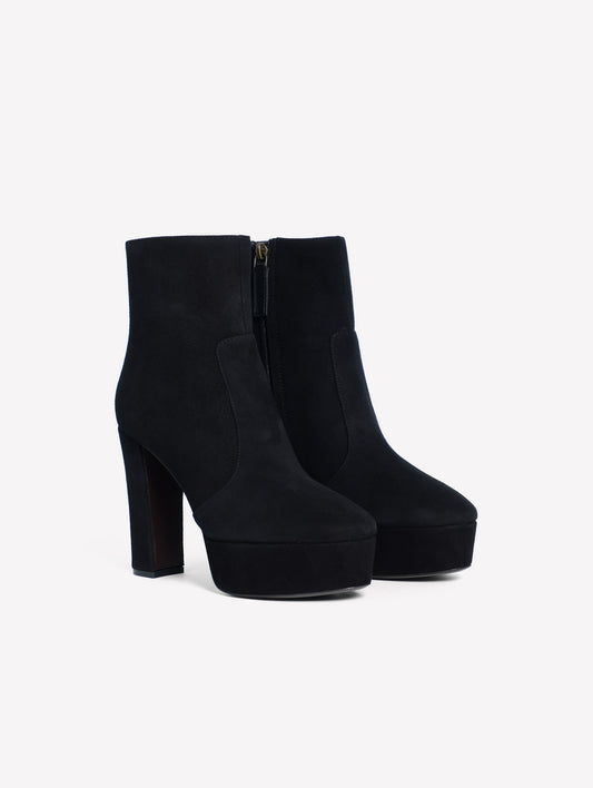 STIVALETTO IN CAMOSCIO NERO CON PLATEAU VARISSA - Nero | Roberto Festa