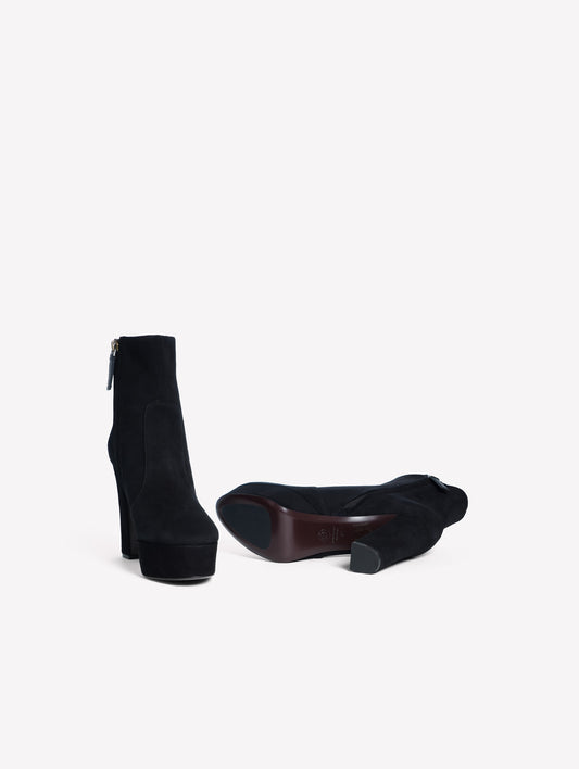 STIVALETTO IN CAMOSCIO NERO CON PLATEAU VARISSA - Nero | Roberto Festa