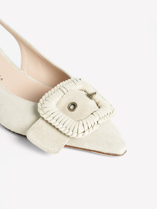 SLINGBACK IN CROSTA TAUPE CON FIBBIA IN PELLE VEGA - Marrone | Roberto Festa