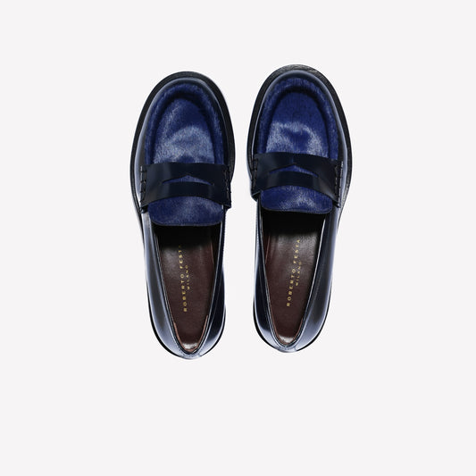 MOCASSINO IN SPAZZOLATO BLU NAVY XANDER - Blu | Roberto Festa