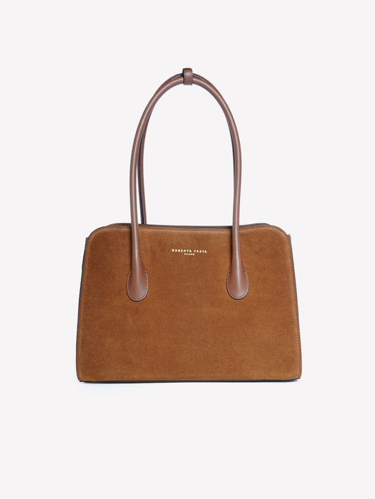 BORSA A SPALLA IN CAMOSCIO ROVERE ZETA - Marrone | Roberto Festa