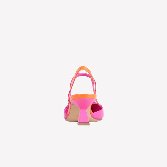 SLINGBACK IN NAPPA CON DOPPIO CINTURINO BARBIE E ORANGE AMAI - Rosa | Roberto Festa