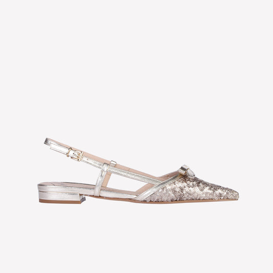 SLINGBACK IN PAILLETTES TITANIO CON FIOCCHETTO ARIS - Oro | Roberto Festa