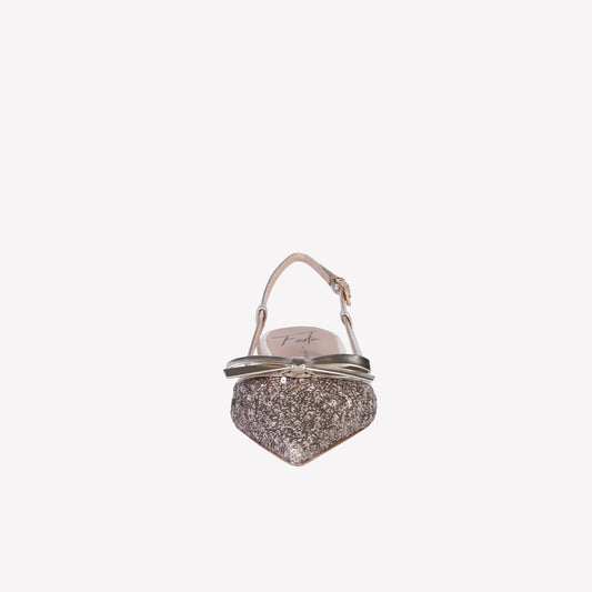 SLINGBACK IN PAILLETTES TITANIO CON FIOCCHETTO ARIS - Oro | Roberto Festa