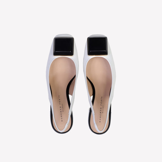 SLINGBACK IN NAPPA BIANCO CON ACCESSORIO NAPPA NERO GABY - Bianco | Roberto Festa
