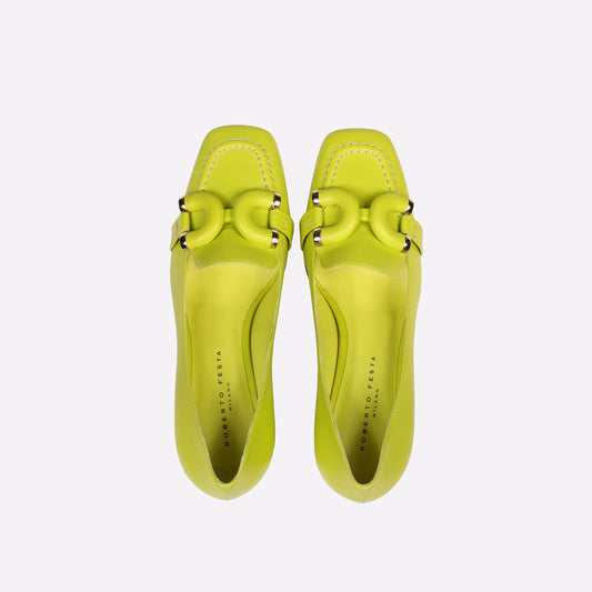 MOCASSINO CON ACCESSORIO IN NAPPA LIME HARABY - Giallo | Roberto Festa