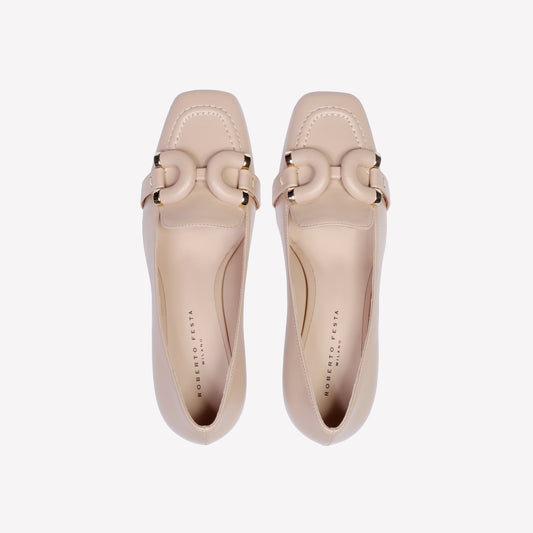 MOCASSINO CON ACCESSORIO IN NAPPA VANILLA HARABY - Beige | Roberto Festa