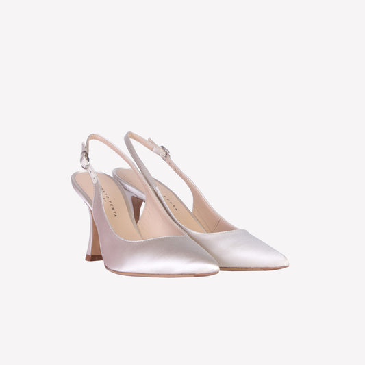 SLINGBACK IN RASO PERLA LAVINIA - Bianco | Roberto Festa