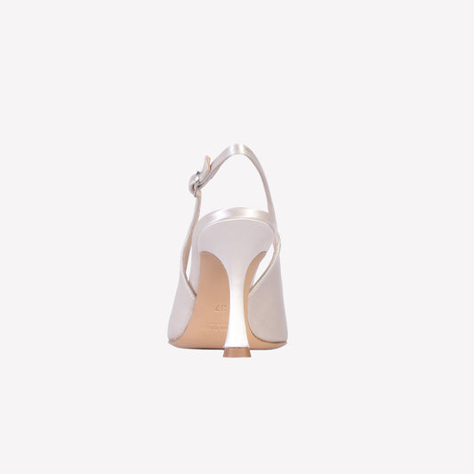 SLINGBACK IN RASO PERLA LAVINIA - Bianco | Roberto Festa