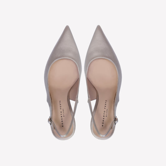 SLINGBACK IN RASO PERLA LAVINIA - Bianco | Roberto Festa