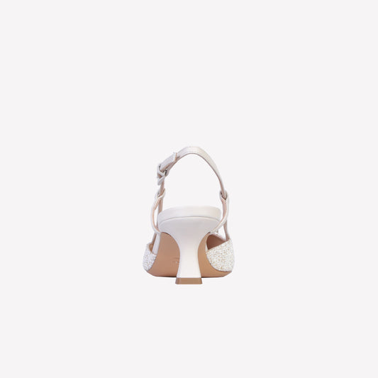 SLINGBACK IN TWEED BEIGE CON ACCESSORIO STRASS STEFY - Beige | Roberto Festa